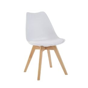 Living & Co Dining Chair Padded Seat with Wooden Legs White