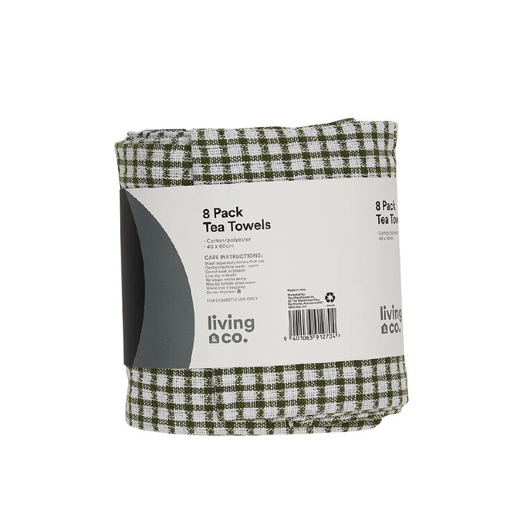 Living & Co Tea Towel Set Dobby Mixed 8 Pack Multi-Coloured, , hi-res
