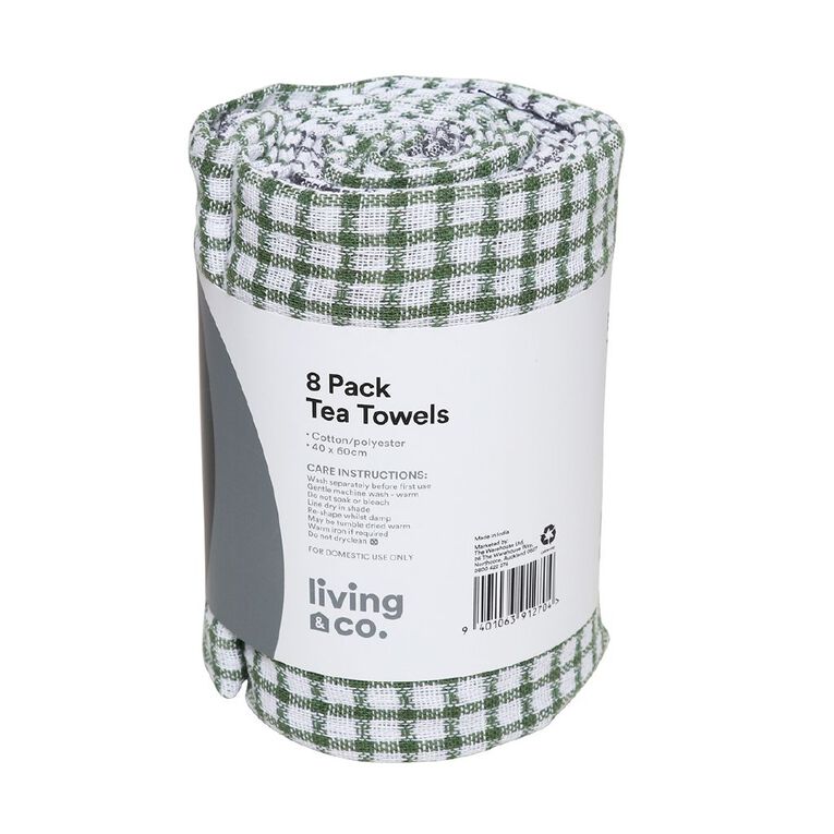 Living & Co Tea Towel Set Dobby Mixed 8 Pack Multi-Coloured, , hi-res