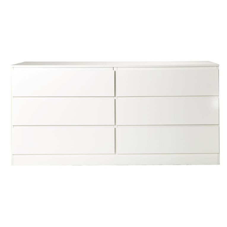 Living & Co Tahoe Lowboy 6 Drawer White, , hi-res