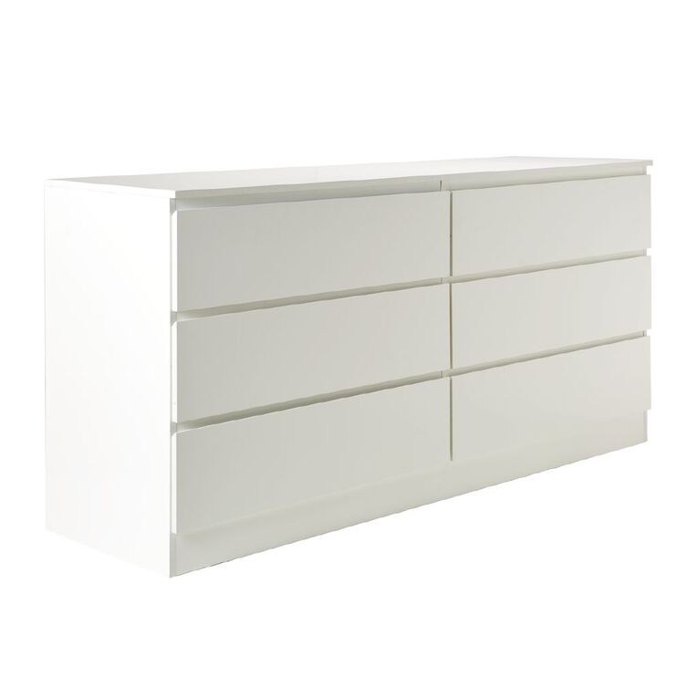 Living & Co Tahoe Lowboy 6 Drawer White, , hi-res
