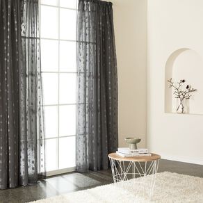 Living & Co Leaf Pencil Pleat Voile Grey