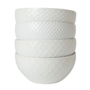 Living & Co Textured Glazed Bowls Off White Ivory 4 Pack