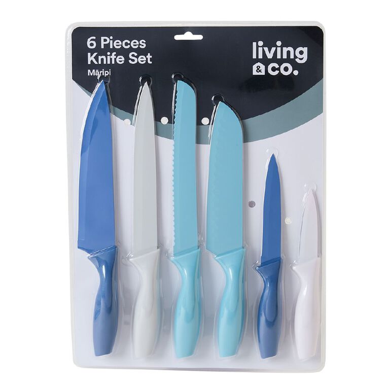 Living & Co Knife Set Blue 6 Pack, , hi-res