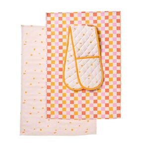 Living & Co Tea Towel & Oven Glove Set Flower 3 Pack