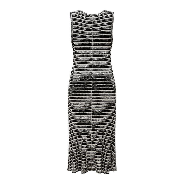 H&H Women's True Knit Stripe Midi Dress, Black/White, hi-res