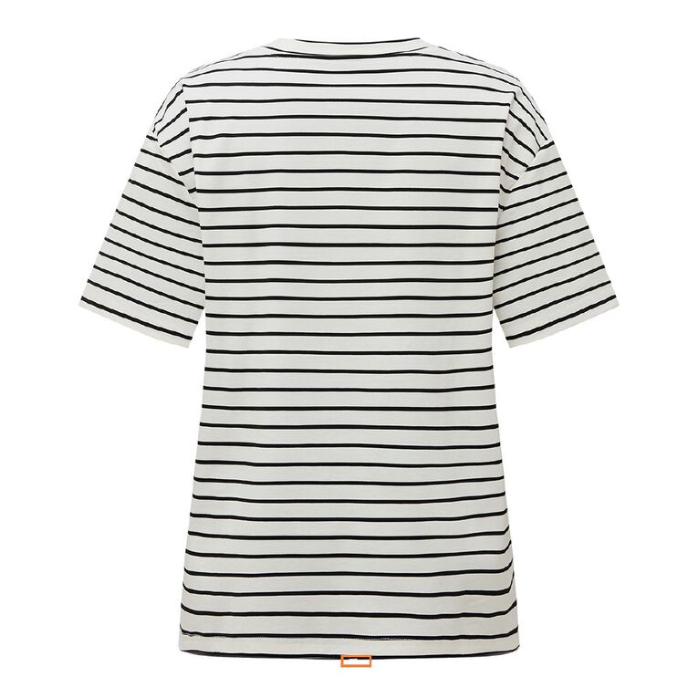 H&H Women's Short Sleeve Boxy Striped Tee, Black/White, hi-res