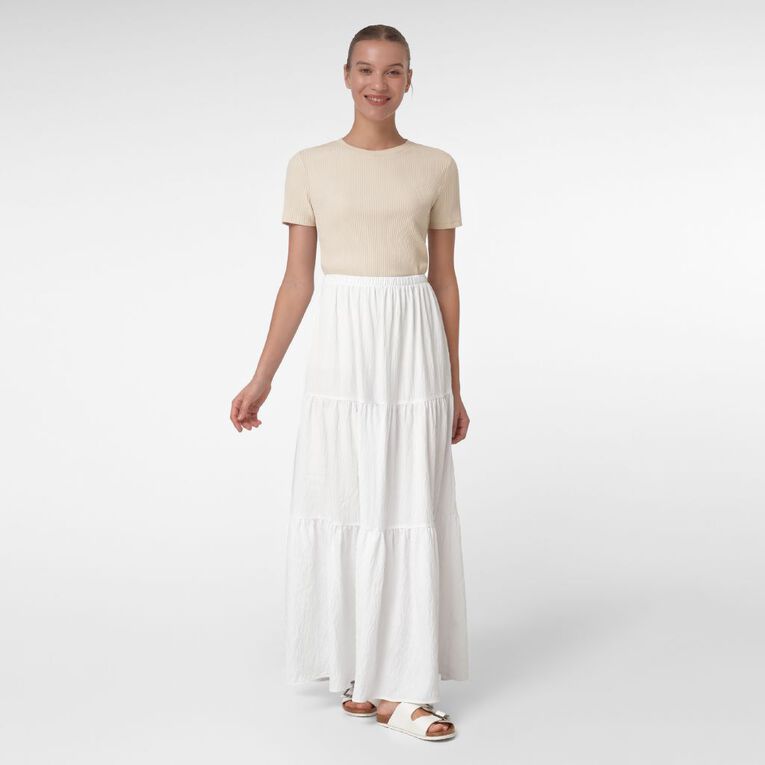 H&H Women's Boho Maxi Skirt, White, hi-res